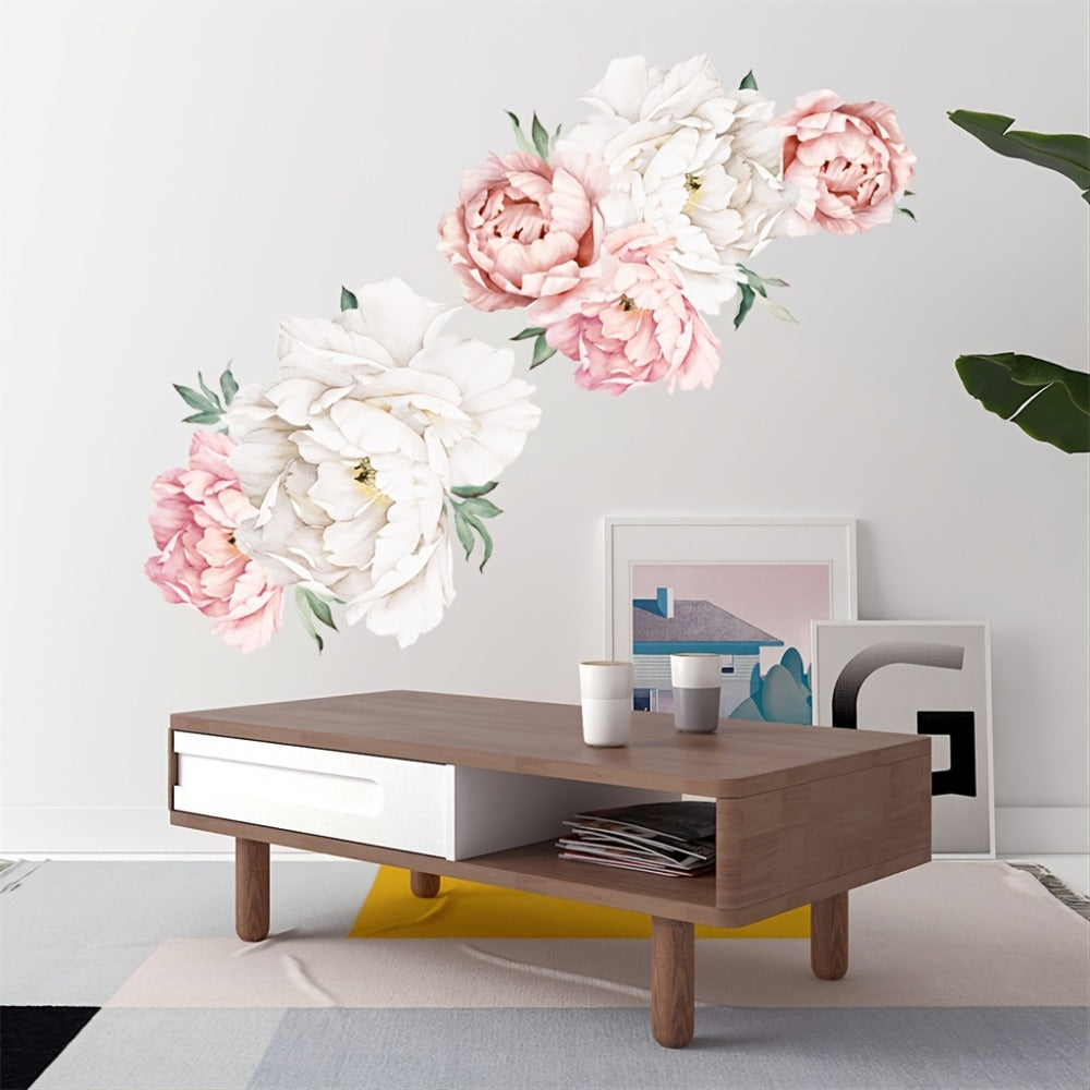Peony Flower Window Glass Sticker – Anti-Collision Waterproof Decorative Glass Film, European Floral Wall & Window Decal for Home Decor, 17.7 x 47.2 Inches (2 Styles)