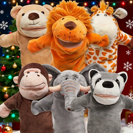Zoo Animal Hand Puppets Set, 6 Characters with Movable Mouths for Storytelling