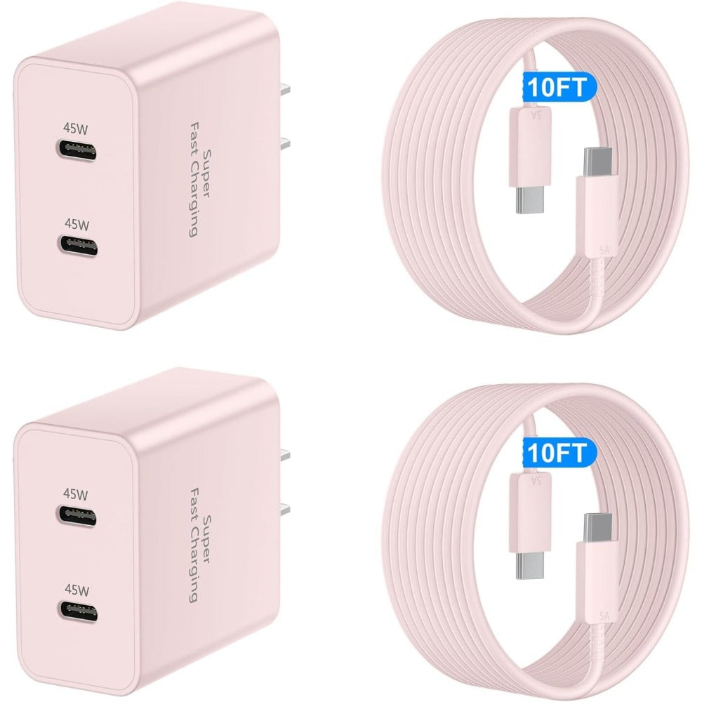 45W Samsung Super Fast Charger USB-C Dual Port Android Fast Charging Block with 10FT Long USB-C Cable for Samsung Galaxy S25 Ultra S25+ S24 Ultra S24 S23 A55 A35 – Purple