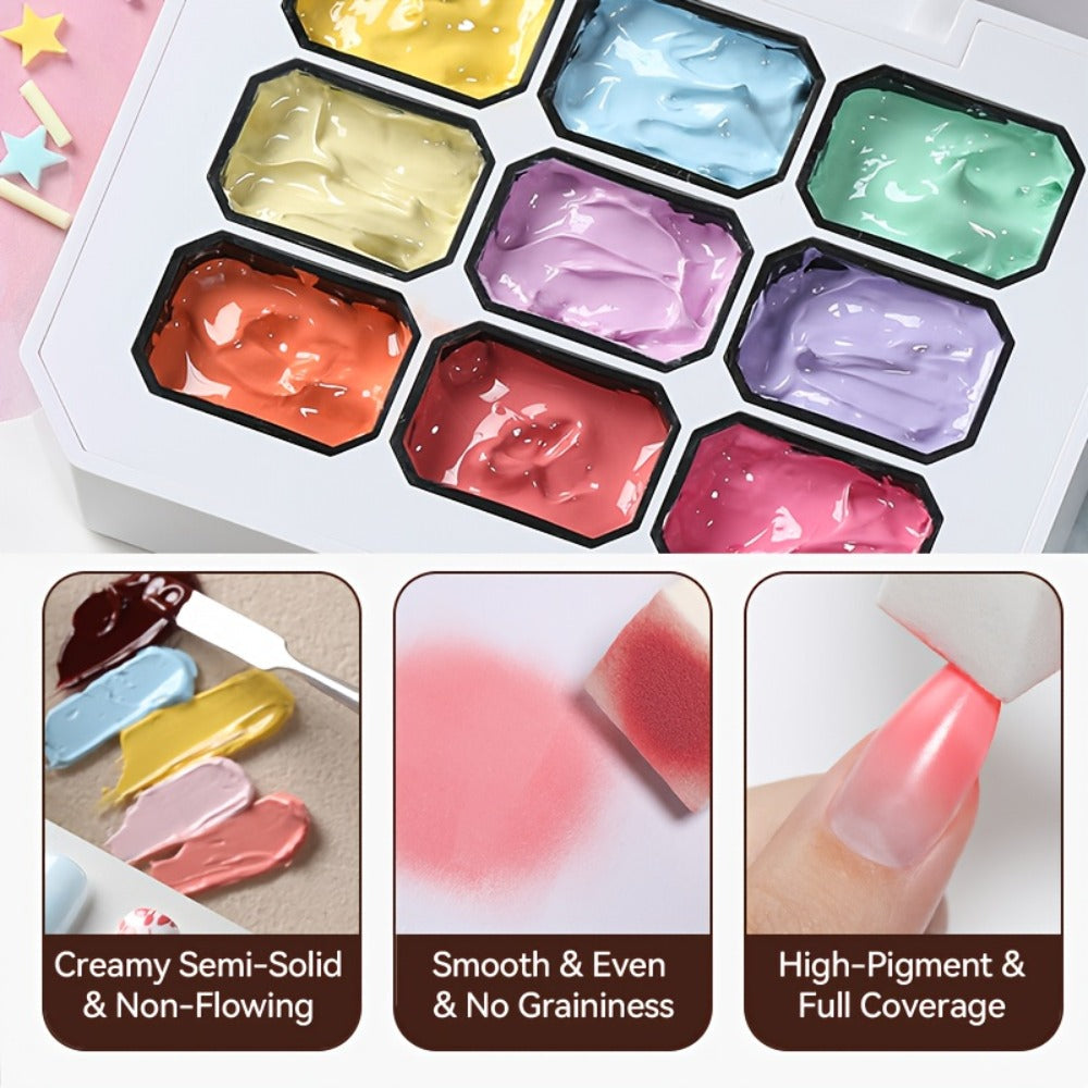 4-in-1 Gradient Gel Nail Polish Set 3pcs - Pat Ombre Gel for French Manicure Nail Stamping Painting & Powder Art - Solid Varnish Gel for Seamless Ombre Nail Art Women Salon Home DIY
