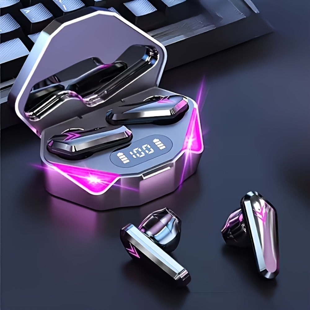Gaming Headset Bundle Set Glowing LED Headphones Bluetooth Speaker Wireless Earbuds Surround Sound Touch Control 3-4 Piece Combo Gift Set with Free Watch for Teens Gamers