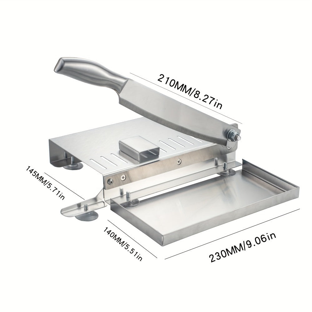 Stainless Steel Manual Meat Slicer Frozen Beef Cutter – 408 Steel Blade Rectangle Slicer for Beef Rolls Vegetables & Bone | Easy to Clean Household Meat Cutting Tool Kitchen Gadget