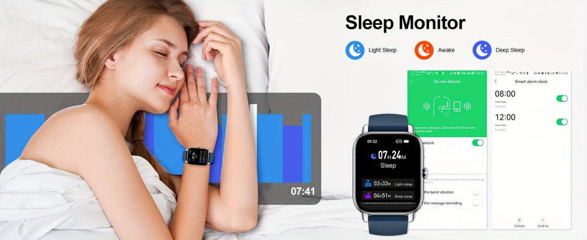 1.69 Inch Big Screen Smartwatch 100 Sport Modes Sleep Monitor Heart Rate Pedometer Fitness Tracker Compatible with Android iOS Unisex Men Women 7 Colors Off White Grey Black Pink Dark Blue Azure Purple