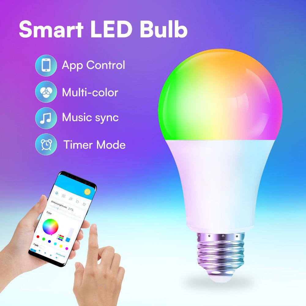 Alexa Smart Light Bulbs RGB Color Changing 2 Pack A19 E26 WiFi - Voice App Control LED Bulbs Compatible with Google Home, Music Sync, 104 Scenes, Dimmable for Bedroom Living Room Gaming Room