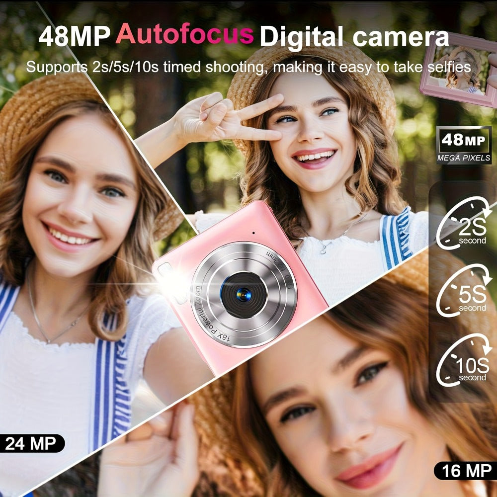 4K Dual Screen Digital Camera 18X Zoom Vlogging Camera with Anti-Shake 64GB Card & 2 Batteries – Selfie Point and Shoot Camera Gift for Friends Family
