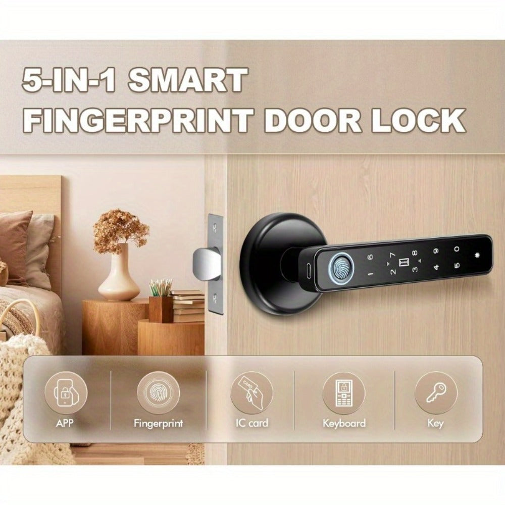 NFC Smart Deadbolt Lock 5-in-1 with Fingerprint, Password, App & Alexa - NFC Tap Keyless Entry for Home & Apartment, Single & Double Row, Keys Included, Easy DIY Install