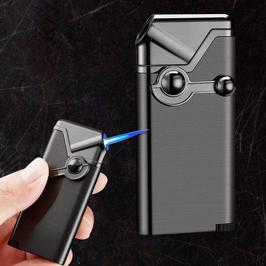 Jet Torch Lighter with Rocker Ignition, Refillable Metal Body & Adjustable Flame