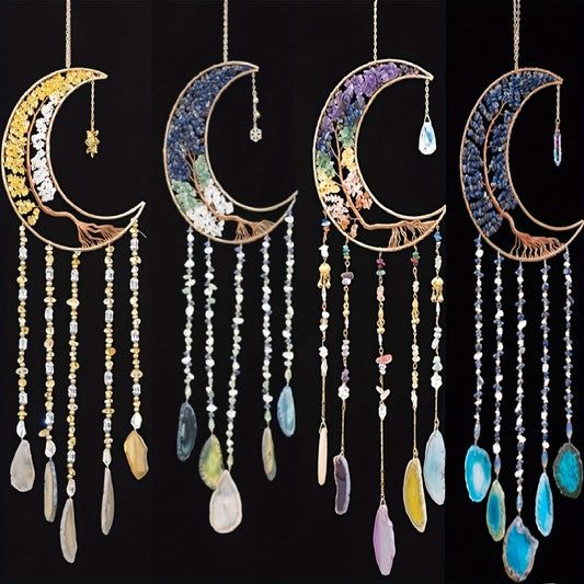 Moon Suncatcher Wall Hanging - Handmade Boho Dreamcatcher in 9 Decorative Styles