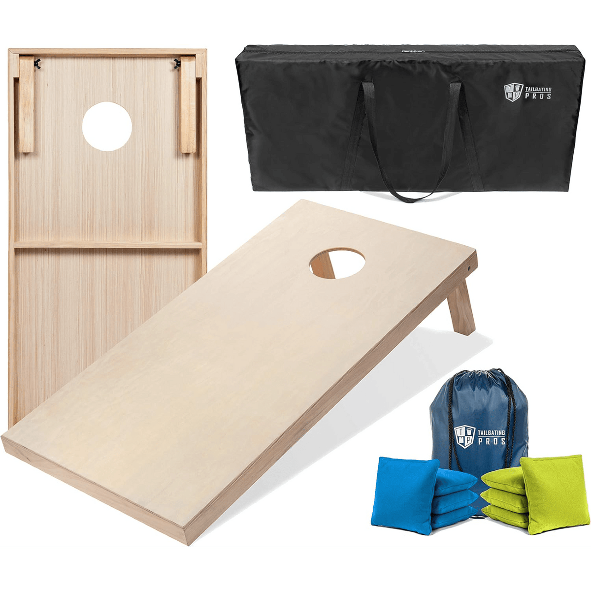Regulation Cornhole Board Set 4x2 Solid Wood ACA Standard with 8 Bean Bags Carrying Case Tote Outdoor Yard Tailgate Party Game 13 Color Options