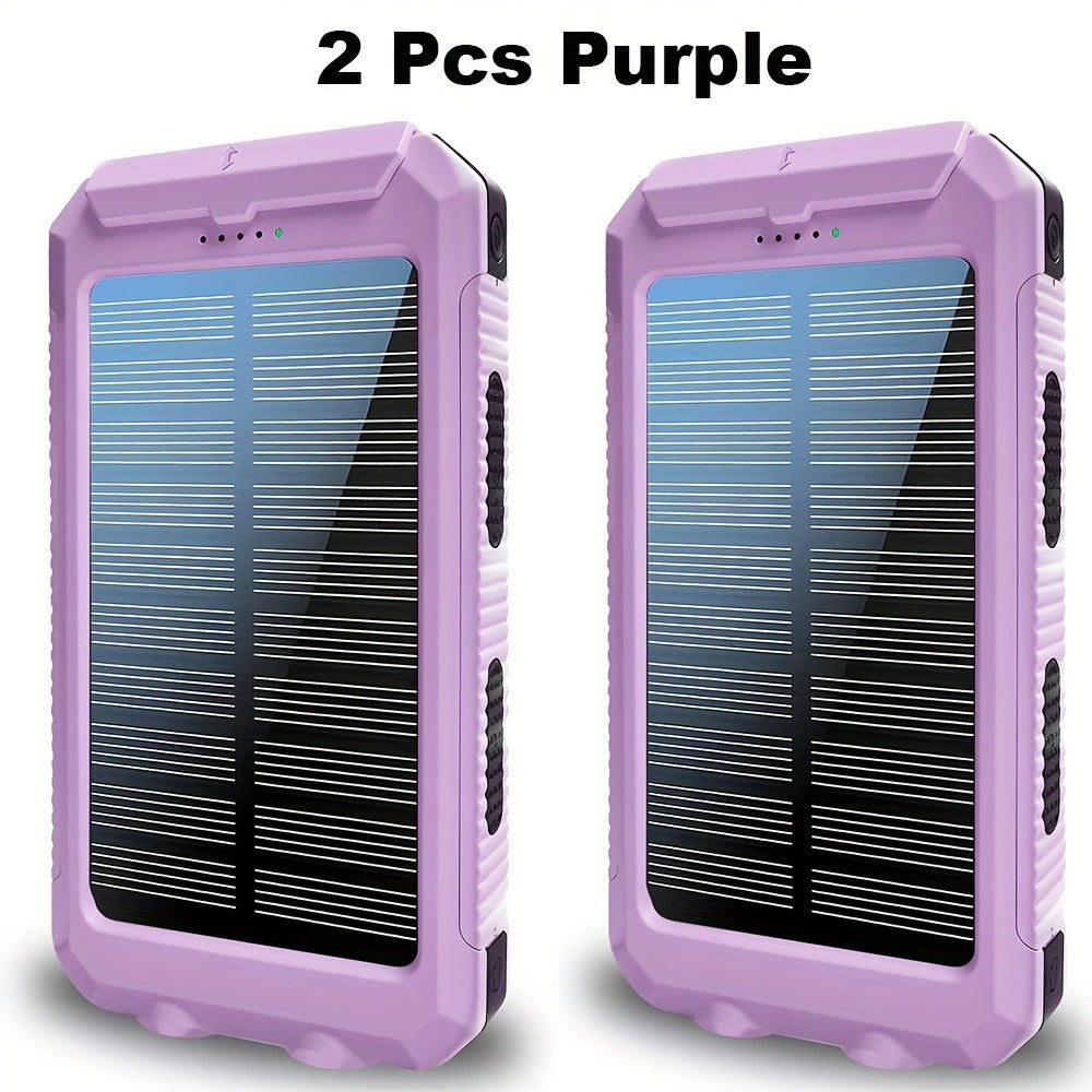2-Pack Solar Power Bank 20000mAh 40000mAh Portable Dual USB Fast Charging with Built-In LED Flashlight - Emergency Solar Charger for Hiking Camping Outdoor Survival, Compatible with iPhone Android Samsung