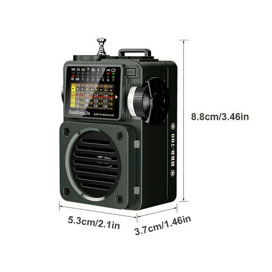 Shortwave Radio Hanrongda HRD-700 with Bluetooth, MicroSD Playback & ATS Presets
