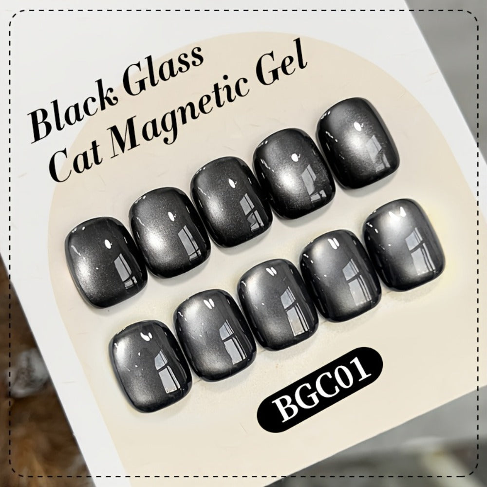 Black Cat Eye Magnetic Gel Nail Polish 10ml Glass Bead Iridescent Multicolor Shimmer – Soak-Off UV LED 30-Day Wear Shiny Line Effect, Salon Quality Nail Art for Women DIY Home Manicure