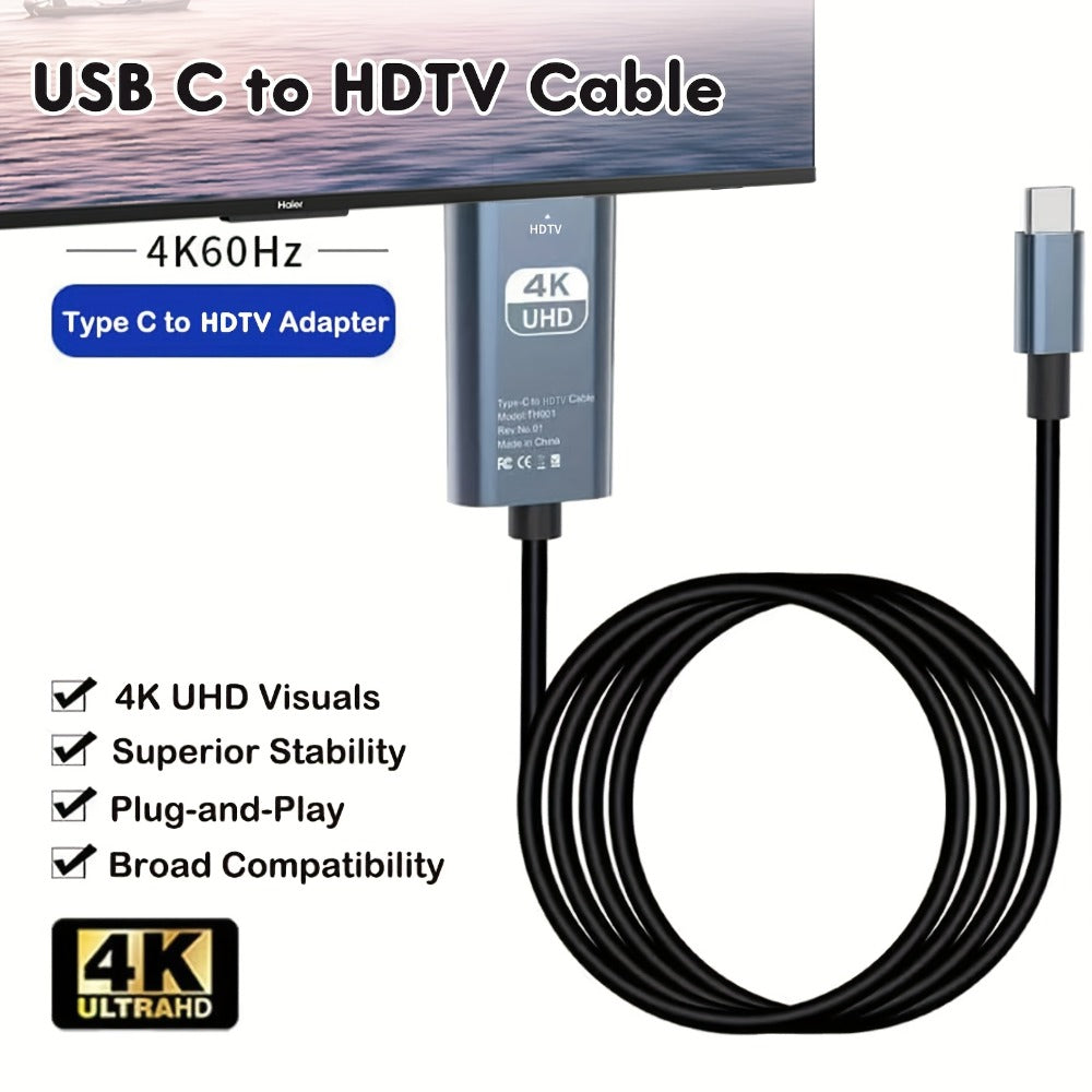 USB-C to HDMI Adapter 4K@60Hz – Thunderbolt 3/4 Compatible, Aluminum, for MacBook Pro/Air, iPad Pro, iPhone 16, Galaxy, XPS & More