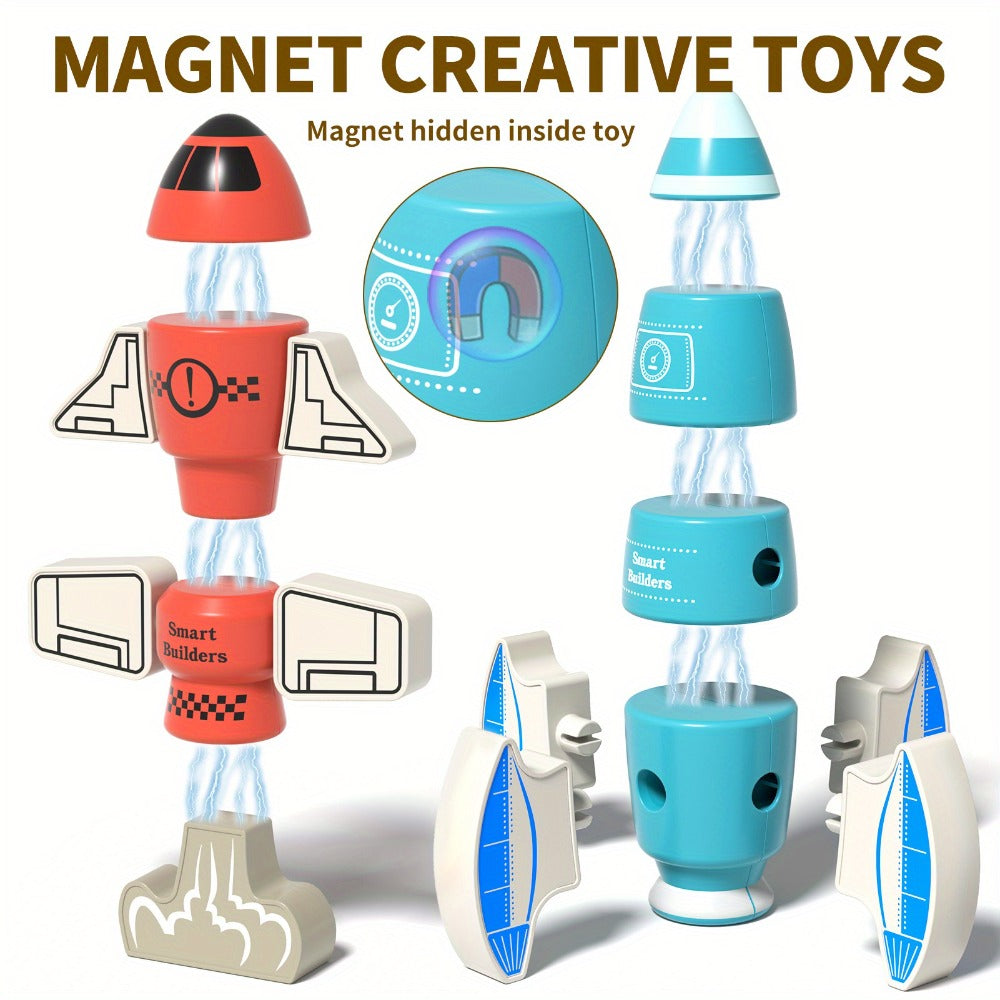 Magnetic Robot Building Toy, 33 Pieces with Storage Box for Kids Ages 3-5