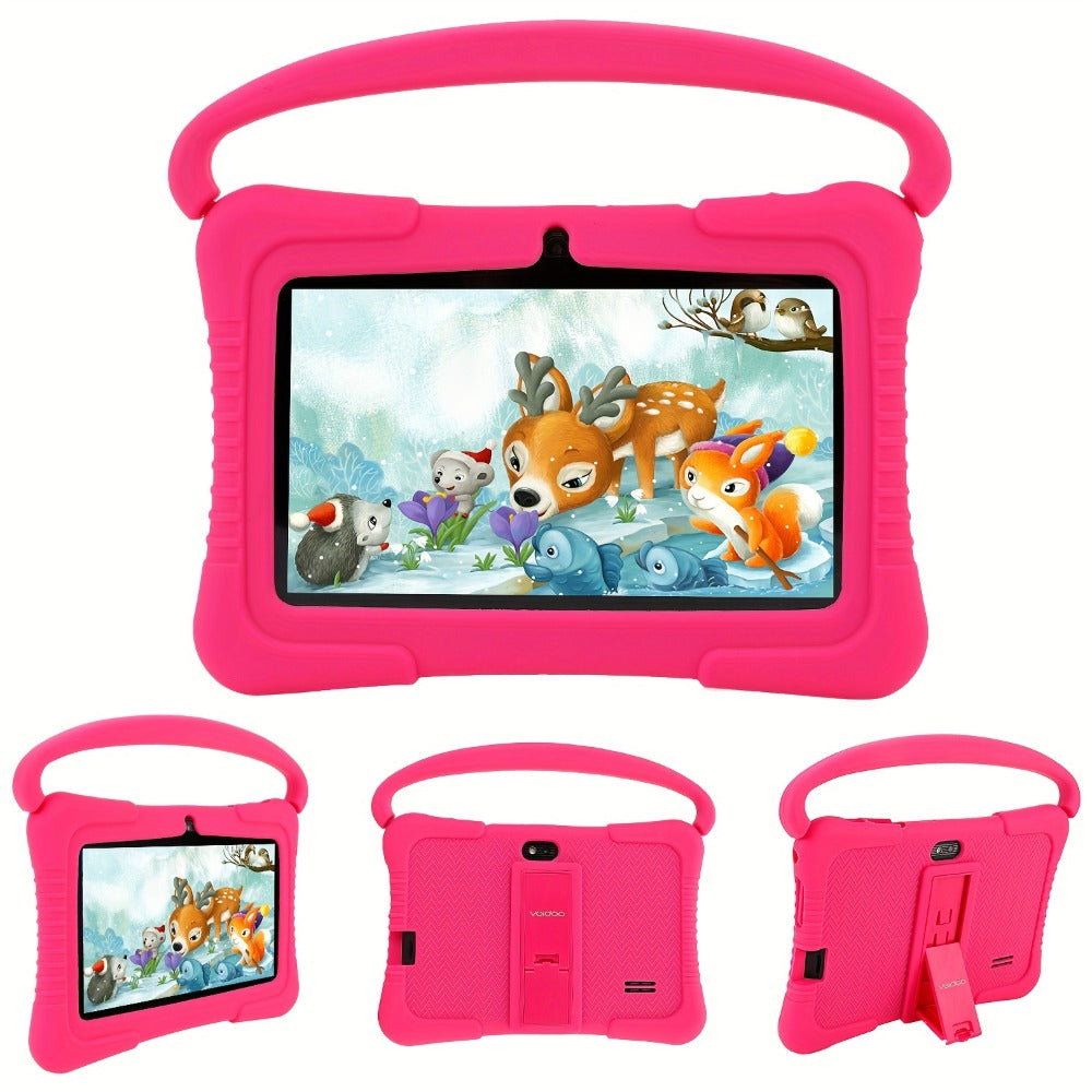 Veidoo Kids Tablet 7 Inch Android Eye Protection Screen Parental Controls Drop-Proof Silicone Case Dual Camera Educational Games WiFi 1GB 16GB 2GB 32GB Children Learning Tablet Pink Blue Purple