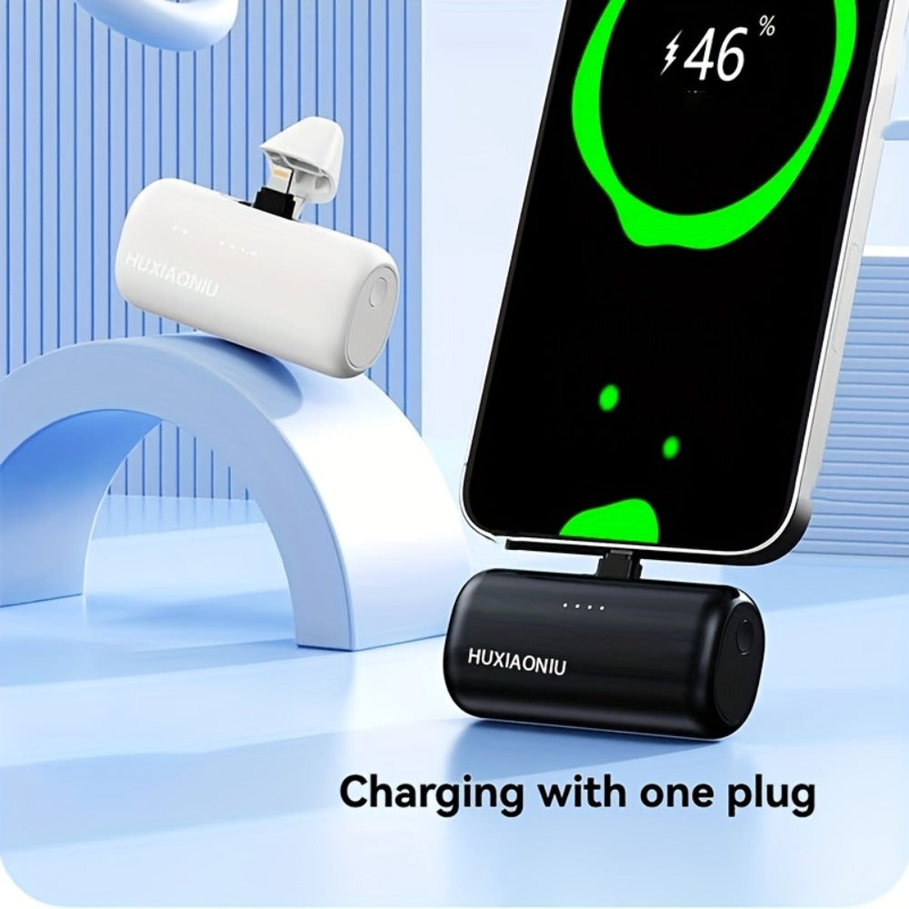 5000mAh iPhone Power Bank 2-in-1 Connector LCD Display Slim Portable Charger Compatible with iPhone 17 16 15 14 13 12 11 – Small Compact External Battery Pack 5V 2A Fast Charge
