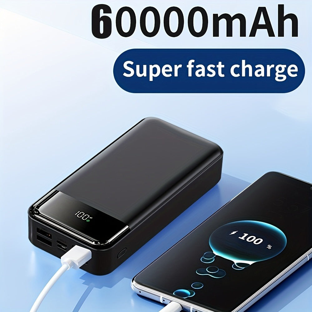60000mAh Power Bank 22.5W Fast Charging with Built-in Light LED Power Display Removable Emergency Battery Pack for Android iPhone Phones Tablets Outdoor Travel Camping