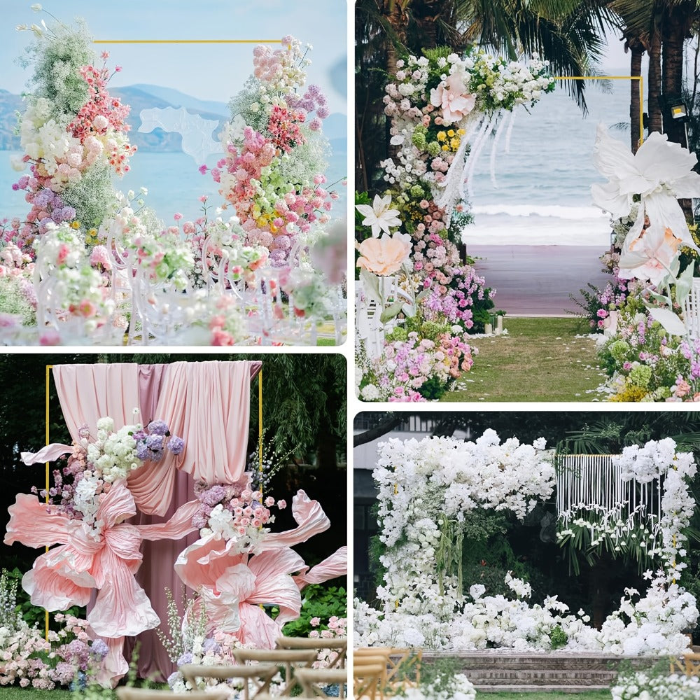 Square Arch Backdrop Stand 6FT & 8FT Metal Balloon Arch Frame | Adjustable Wedding Arch for Ceremony, Birthday Party, Baby Shower & Event Decoration