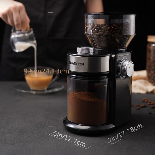 Electric Burr Coffee Grinder with 16 Grind Settings and 2–14 Cup Selector