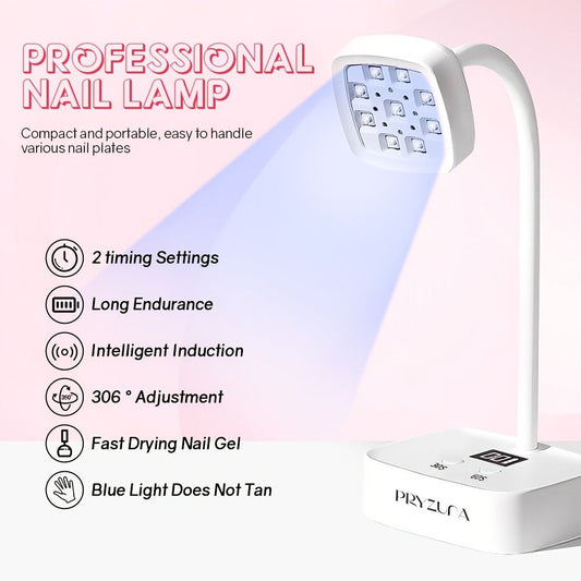 Gooseneck LED Nail Lamp, Rechargeable with Auto Sensor and LCD Display
