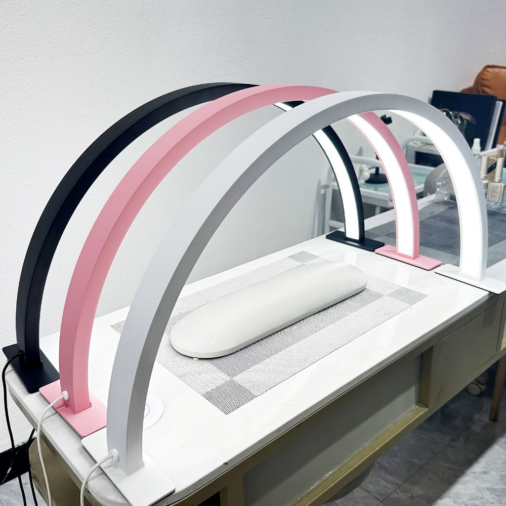 Nail Lamp Studio Desk LED Half Light – 3-Color Temperature Adjustable Brightness for Nail Tech, Beauty Treatments, Skin Care, Eyebrow & Tattoo Lighting, 29 Inch (Black Diamond / White / White Rhinestone)
