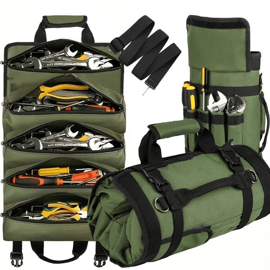 Collapsible Tool Bag Organizer with Multiple Compartments, Green or Black