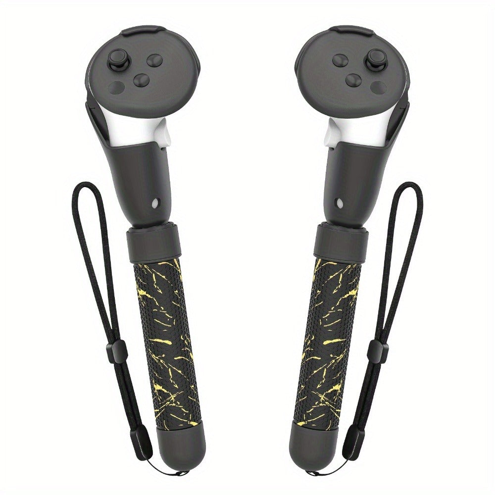 Meta Quest 3S Controller Handle Extension Grips – 3-in-1 VR Handle Attachments for Beat Saber, Golf+, Tennis & More, Anti-Slip ABS Grip with Safety Wire, Compatible with Meta Quest 3S & Quest 3