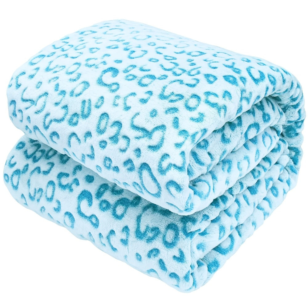 Leopard Print Throw Blanket – Soft Fluffy Jacquard Fleece Flannel for Couch, Bed, Sofa & Camping, 3 Sizes, 5 Colors