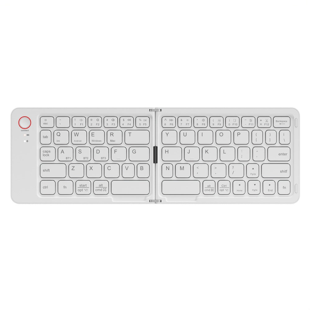 Folding Wireless Keyboard KLZO B023 Dual-Fold Magnetic – Slim Portable Bluetooth Keyboard, Ultra-Long Battery Life, Multi-Device Compatible for iPhone, iPad, Android, Windows, Mac | White, Green, Black