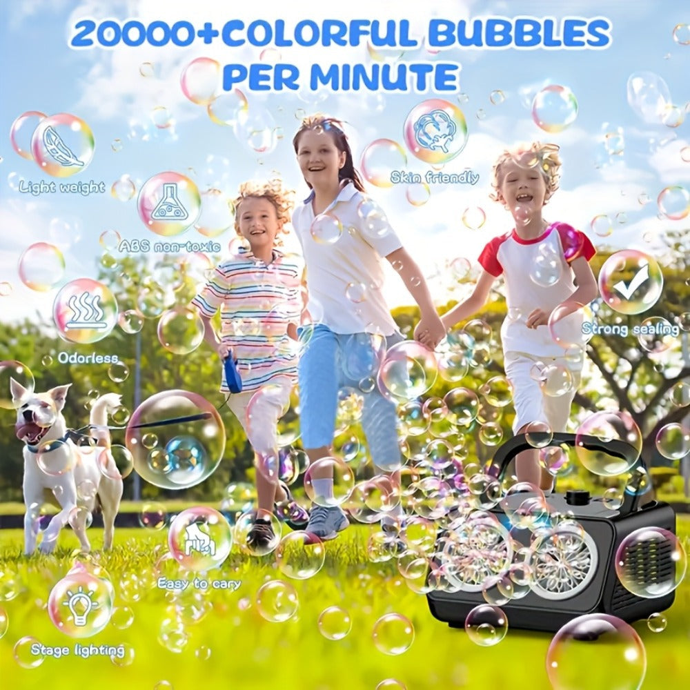 Double Fan Bubble Machine for Party Wedding – Indoor Outdoor Atmosphere Bubble Maker for Kids Adults, Birthday Halloween Christmas Event Decor Toy, 1 or 2 Set Options White or Black