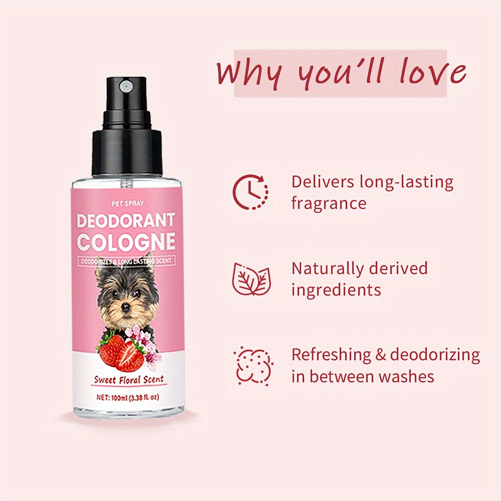 Dog Cologne Deodorant Spray – Floral Sweet Scent with Vanilla, Raspberry & White Peony | All Breed Pet Perfume, Long-Lasting Odor Control, 4.2oz
