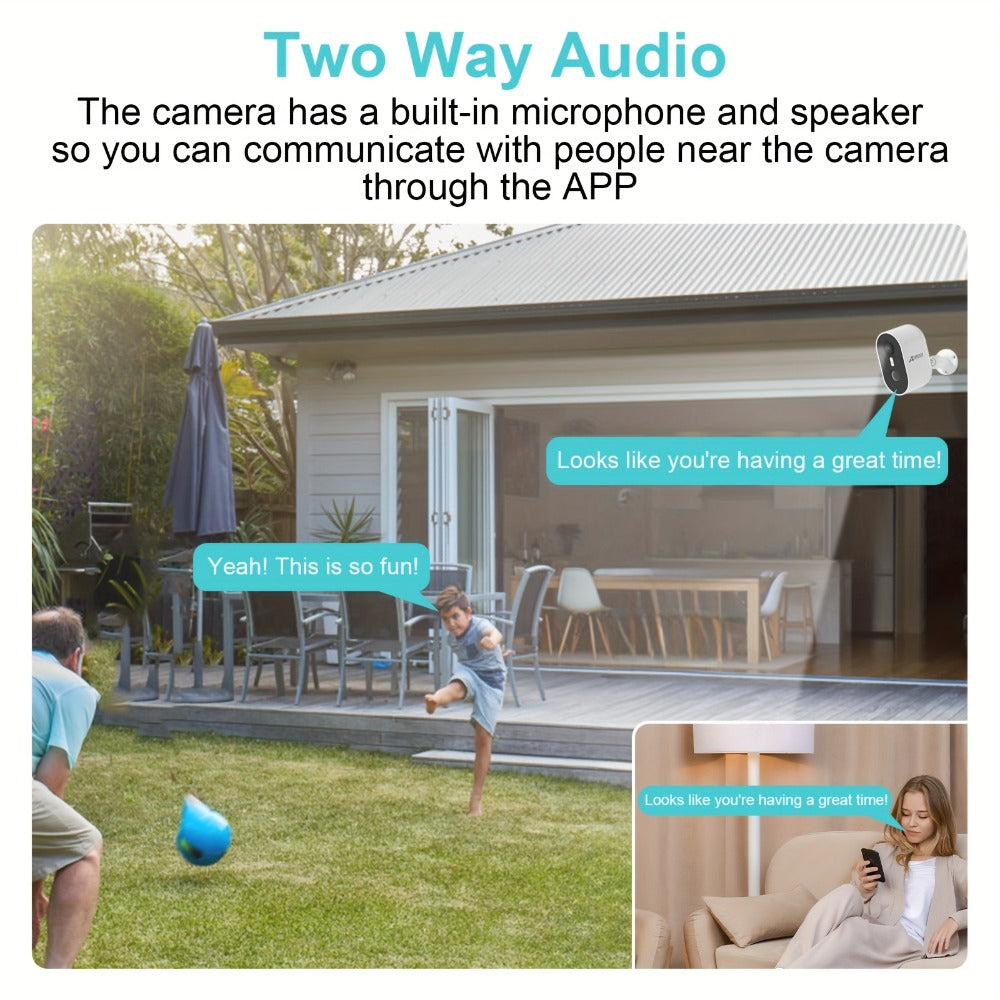 3MP Driveway Outdoor Security Camera with PIR Human Detection – AI Motion Alert, Full Color Night Vision, Two-Way Audio, Siren Alarm, 5000mAh Battery, Alexa Compatible