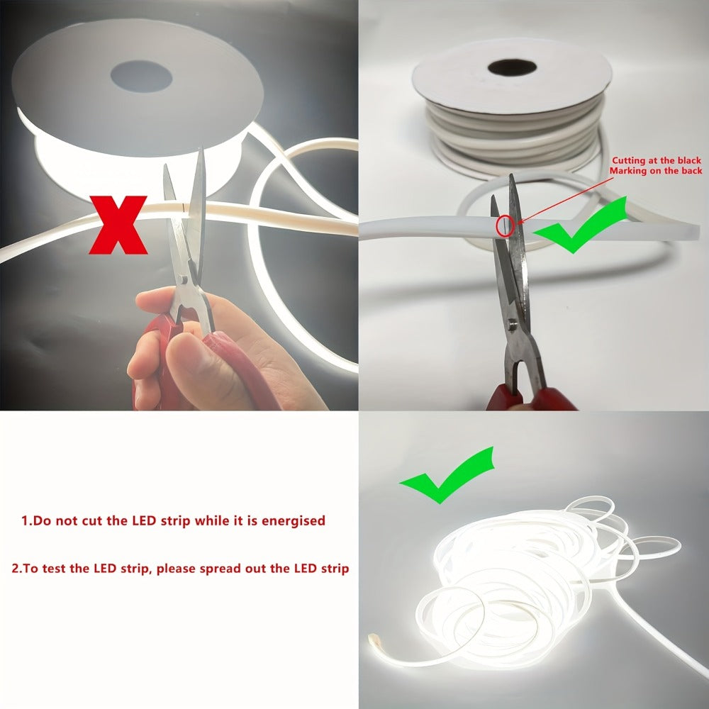 COB LED Strip Lights 10M 33ft 110V Connectable High Brightness Flexible Rope Light – No Dark Spots Indoor Outdoor Ceiling Kitchen Cabinet Closet Landscape Decor White Warm White