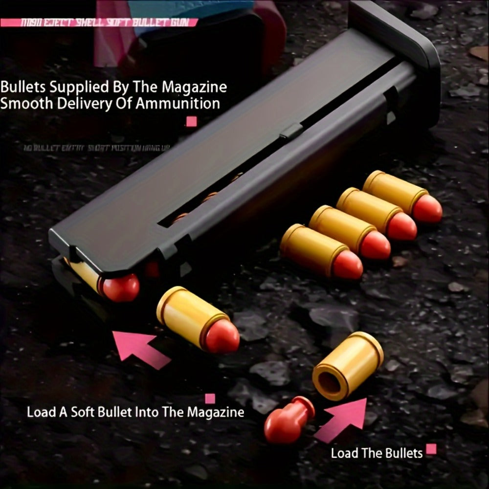 Soft Bullet Toy Gun Pistol with 120 Bullets 12 Shells & 2 Magazines – Hollow Hanging Foam Blaster for Kids Boys Girls Ages 6+, Outdoor Shooting Game Birthday Halloween Christmas Gift Pink or Khaki