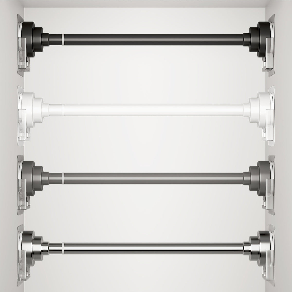 Tension Rod Stainless Steel No Drill - Adjustable Curtain Rod for Wardrobe Bathroom Bedroom, Clothes Drying Rod, Multiple Sizes & Colors
