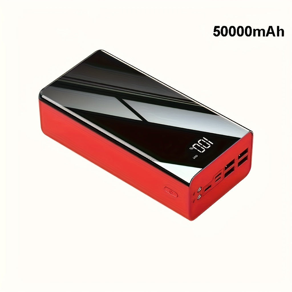 4-Port 100000mAh High Capacity Power Bank 30000mAh 50000mAh 80000mAh, Type-C Fast Charging LED Display Outdoor Emergency Backup Battery Pack for iPhone Android Samsung Tablets – Black Red Available