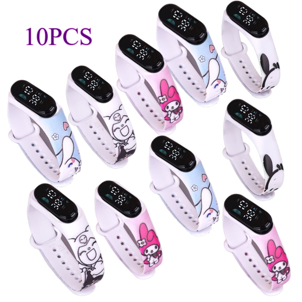 Kids Electronic Watch Set, 10 Pieces with Kuromi and My Melody Designs