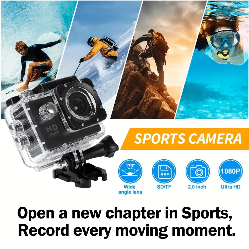 1080P Waterproof Action Camera for Kids & Beginners – 170° Wide Angle, 2" LCD, 90-Min Battery, Accessory Kit for Swimming, Cycling, Rock Climbing & Outdoor Sports Gift