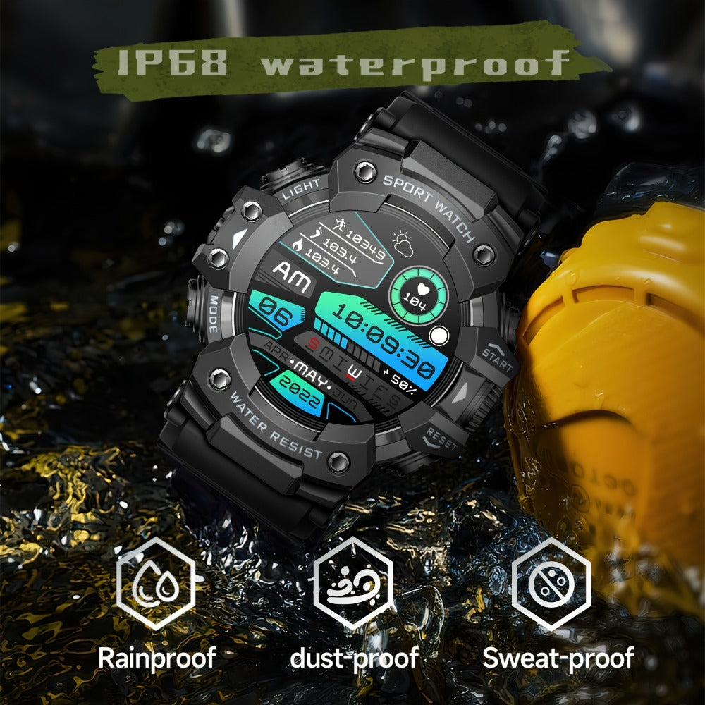Tactical Smartwatch for Men, LED Flashlight & SOS Emergency, 1.32" TFT Screen, Bluetooth Calling, 100+ Sport Modes, Heart Rate SpO2 Sleep Tracker, Camouflage & Matte Colors – iPhone & Android Compatible