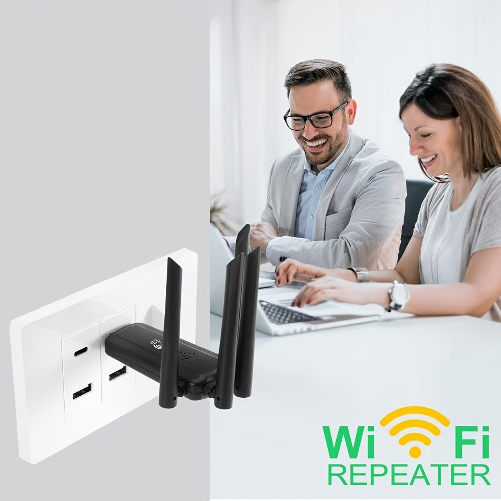 300Mbps WiFi Extender Plug-In Wall Design - Wireless Repeater & Signal Booster for Home Office, Apartment, Basement, Garage, Easy WPS Setup, 2.4GHz Wide Coverage, No Dead Zones