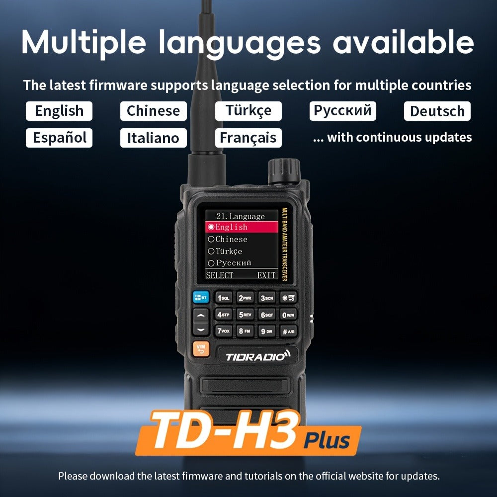 Tidradio H3 Plus Ham Radio Multi-Band Two-Way Radio, AM/FM Reception, Wireless Headset Compatible, Global Intercom via App, Long Range Walkie Talkie for Camping Emergency Outdoor Communication