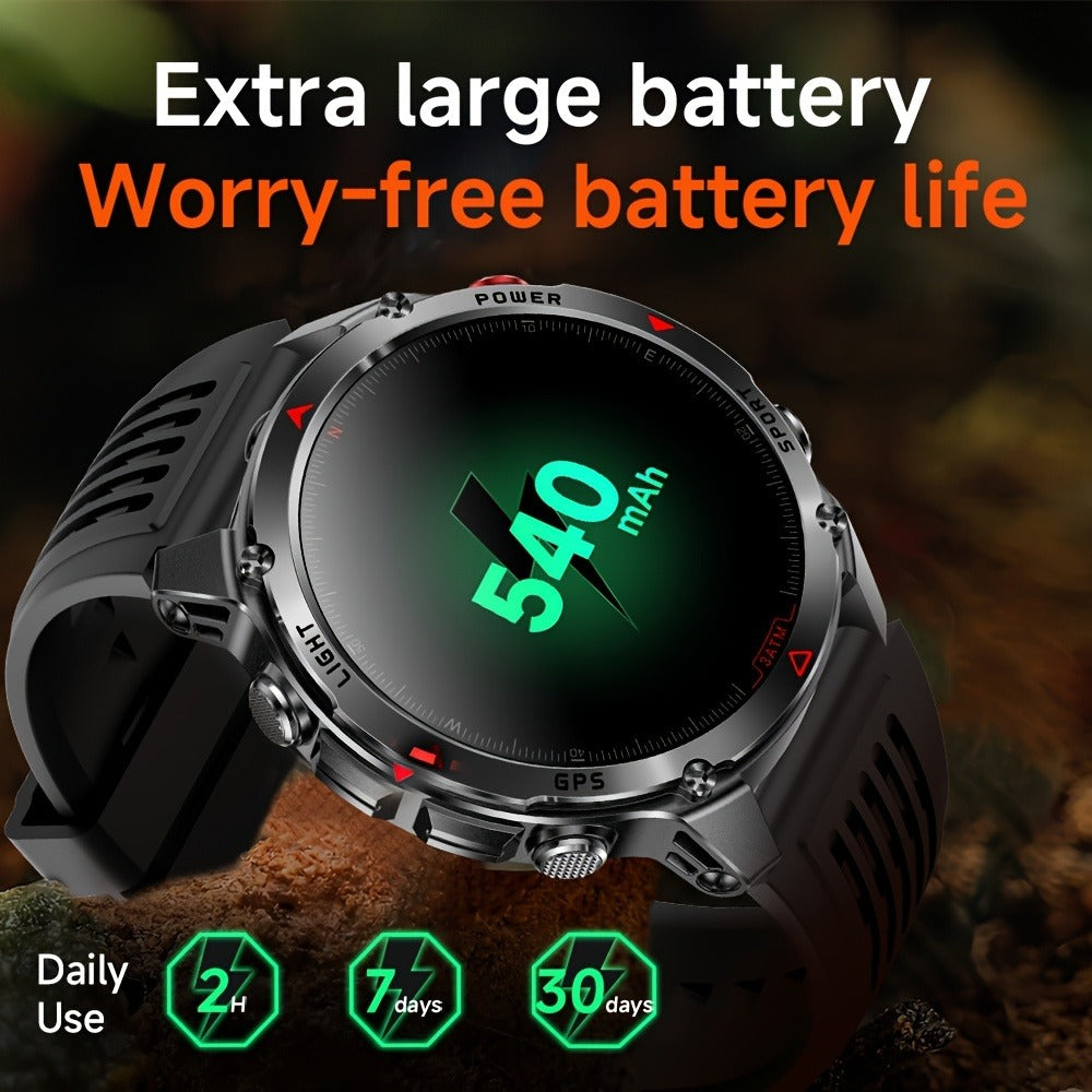 IPX8 Waterproof GPS Smartwatch for Men Outdoor Adventure 3ATM 1.46 Inch IPS Display Multi-Sport Tracking Wireless Calling Message Notifications Compatible with Android iPhone – Black Steel Silver Camouflage