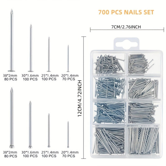 Claw Hammer & 700-Piece Nail Kit with 8 oz or 16 oz Forged Steel Hammer