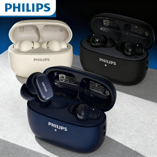 Philips TAT2569 Noise Cancelling Wireless Earbuds Touch Control USB-C Fast Charging 5H Playtime True Wireless Headphones Compatible iOS Android Black Blue White