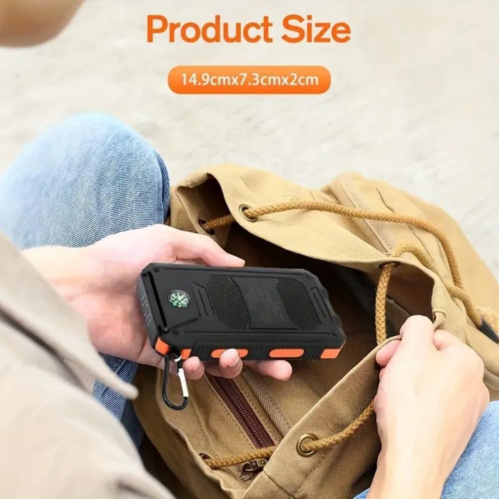 Solar Power Bank 50000mAh with Dual LED Flashlight SOS Mode & Compass – Portable Solar Charger Dual USB for Camping Hiking Travel Emergency Outdoor Survival for iPhone Samsung Android All Cell Phones