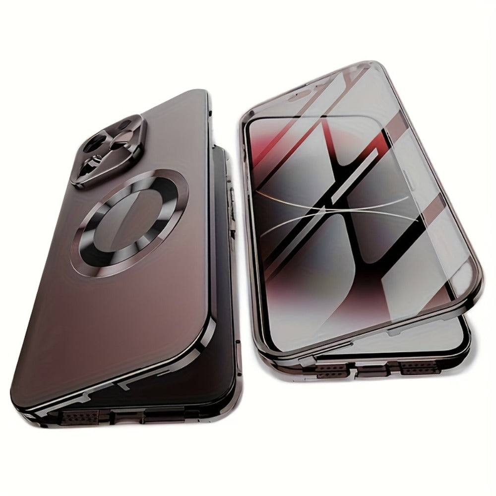iPhone Anti-Spy Magnetic 2-in-1 Phone Case with All-Round Lens Protection – Complete Drop Protection Cover for iPhone 12 13 14 15 16 Pro Max Plus | Privacy Shield Slim Fit Design