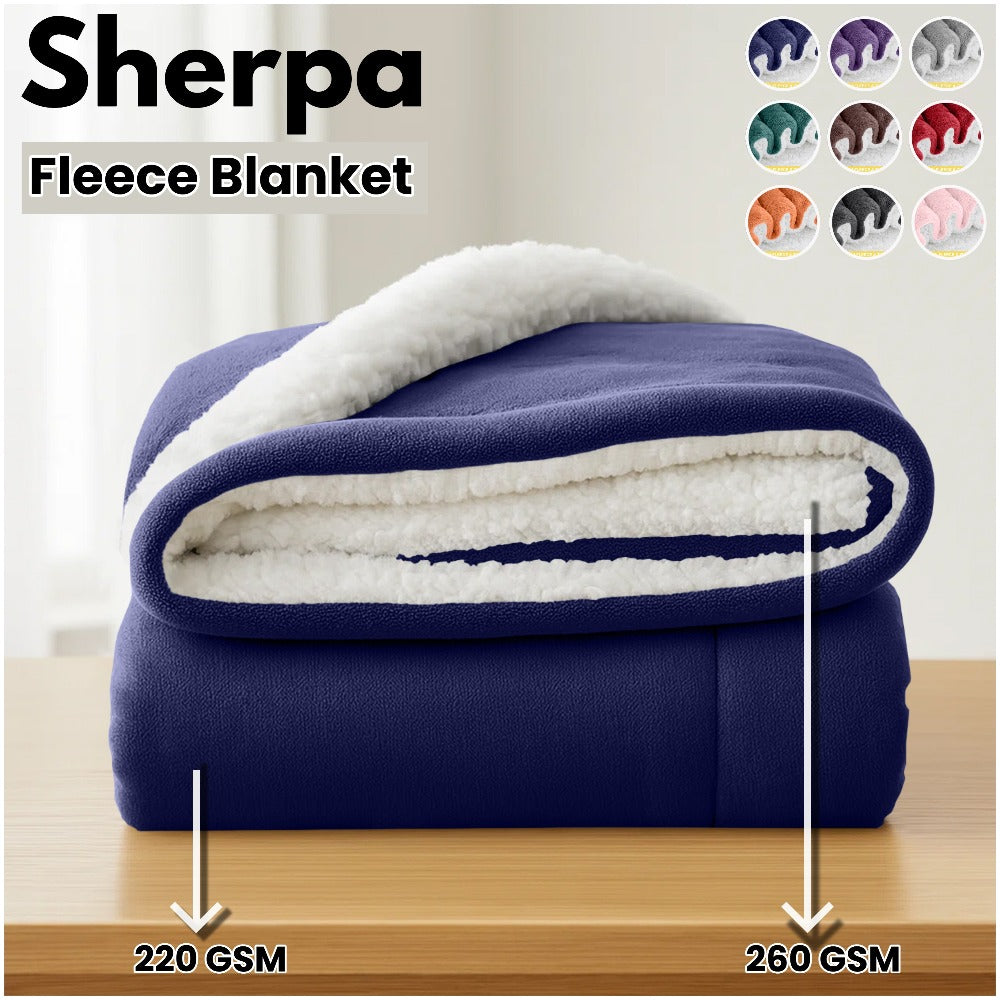 Sherpa Flannel Blanket – Double-Layer Ultra Soft Warm Throw for Bed, Sofa & Bedroom Decor, Better Sleep, 14 Colors, 3 Sizes