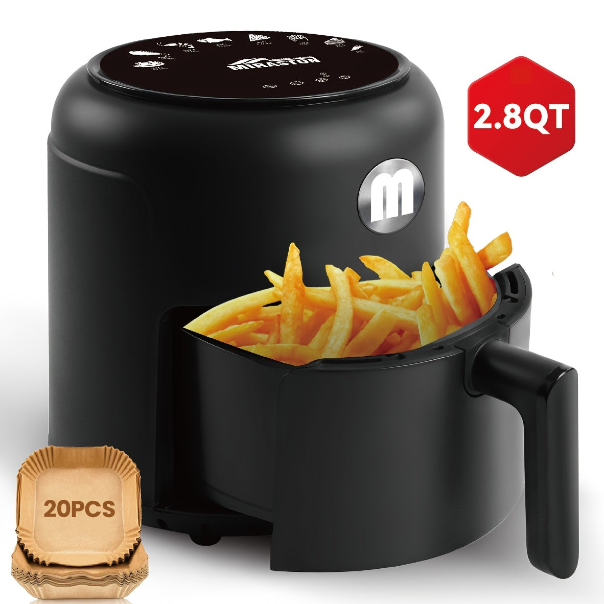 Air Fryer Smart Touch Screen – 2.8QT & 6.5QT with Color Icons, Viewable Window, 8 Preset Recipes & Manual Adjustments, Dishwasher-Safe Basket for Family Meals & Party Cooking