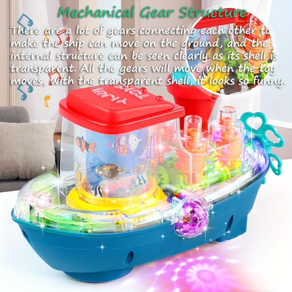 Interactive Sensory Boat Toy for Toddlers 2+ – Underwater Ocean Theme with Fish & Coral, Rotating Scroll Screen & Music, Educational Sensory Stimulation Play Toy for Boys & Girls, Birthday Gift