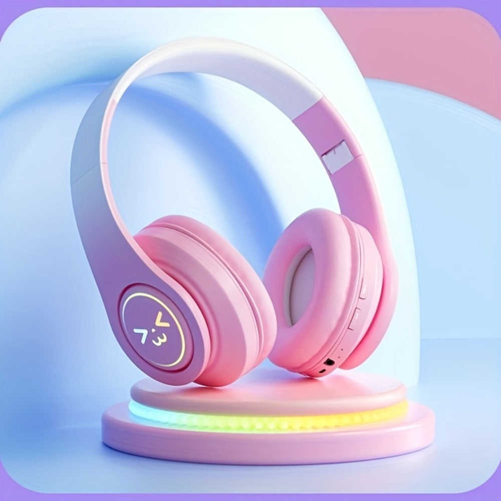 Noise Cancelling Wireless Bluetooth Headphones Over-Ear Bluetooth 5.3 Foldable Portable Headset Built-in Mic Long Battery Life for Studying Gaming Sports Travel Pink Green Blue